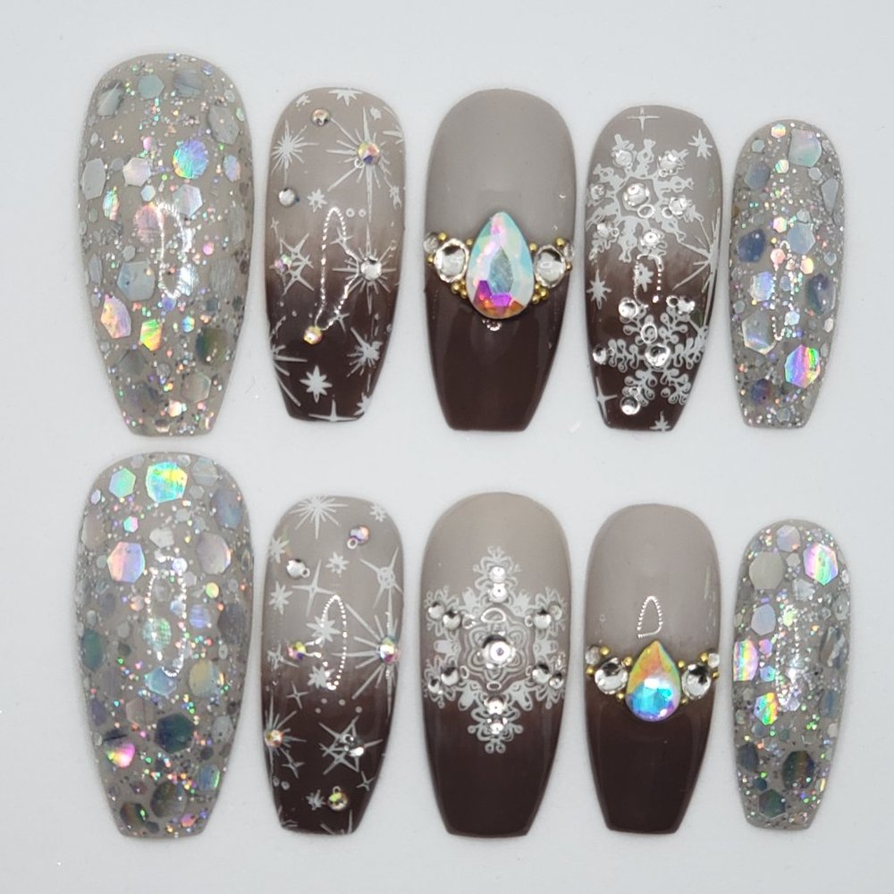 Long Ballerina Gel Press on nails - Picture 4 of 7